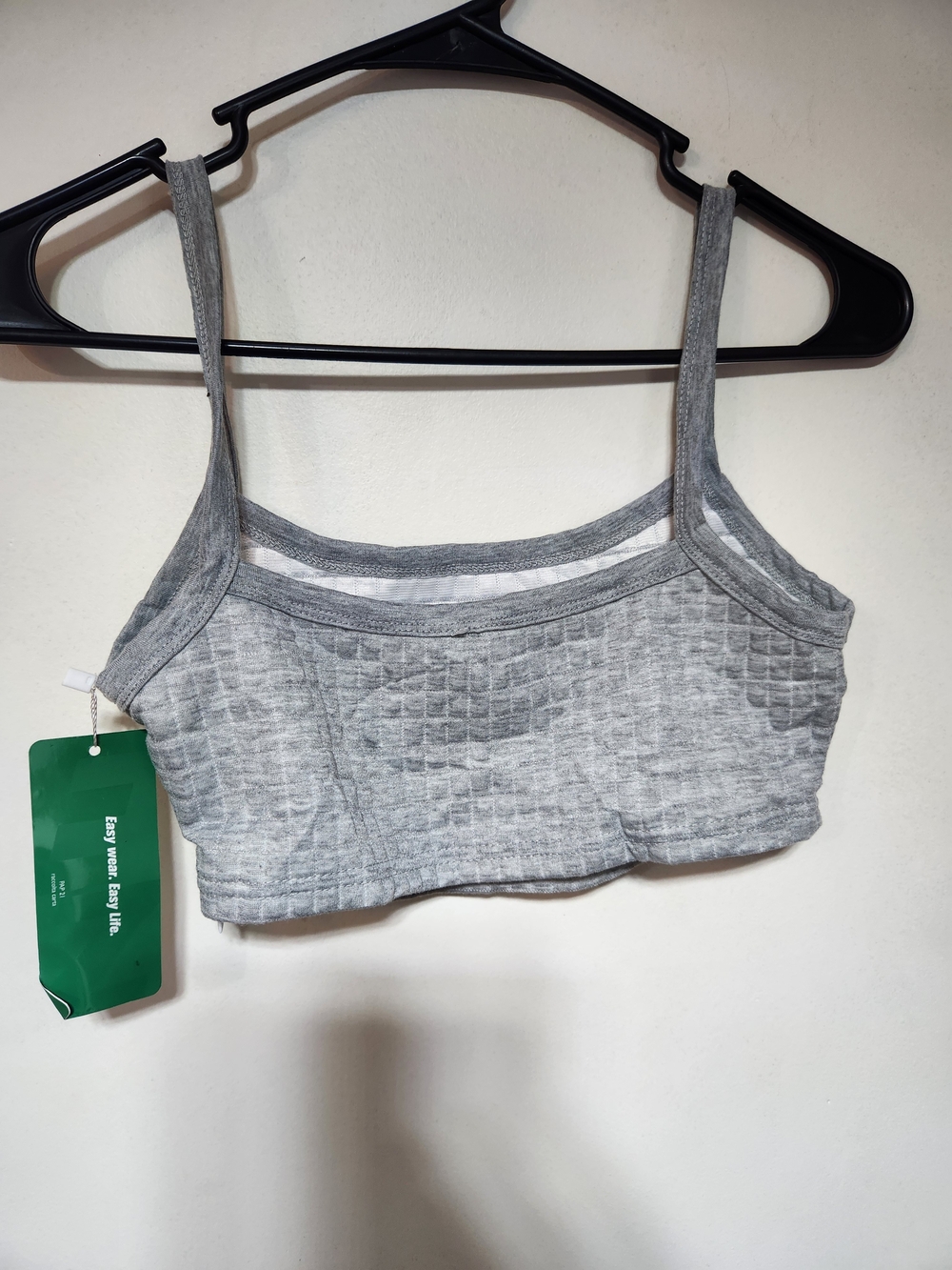 SHEIN EZwear Gray Textured Cropped Cami Tank